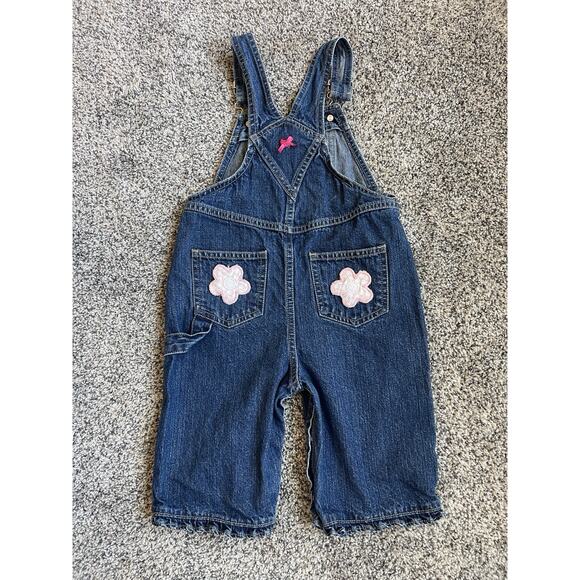 Vintage Cherokee Denim Overalls Girl’s Sz 24 Months Flower Patches - Picture 5 of 7